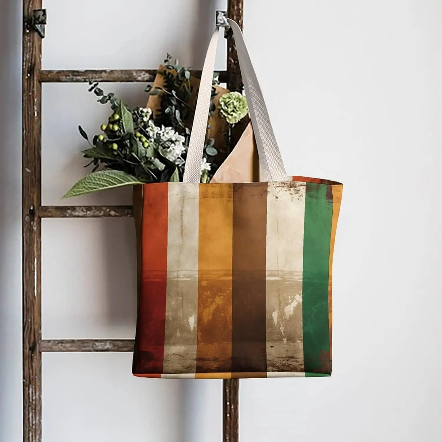 Tote Bag Laptop Handbag Orange Background with Horse Head Grocery Bag Canvas Shoulder Bag Crossbody Bag for Travel