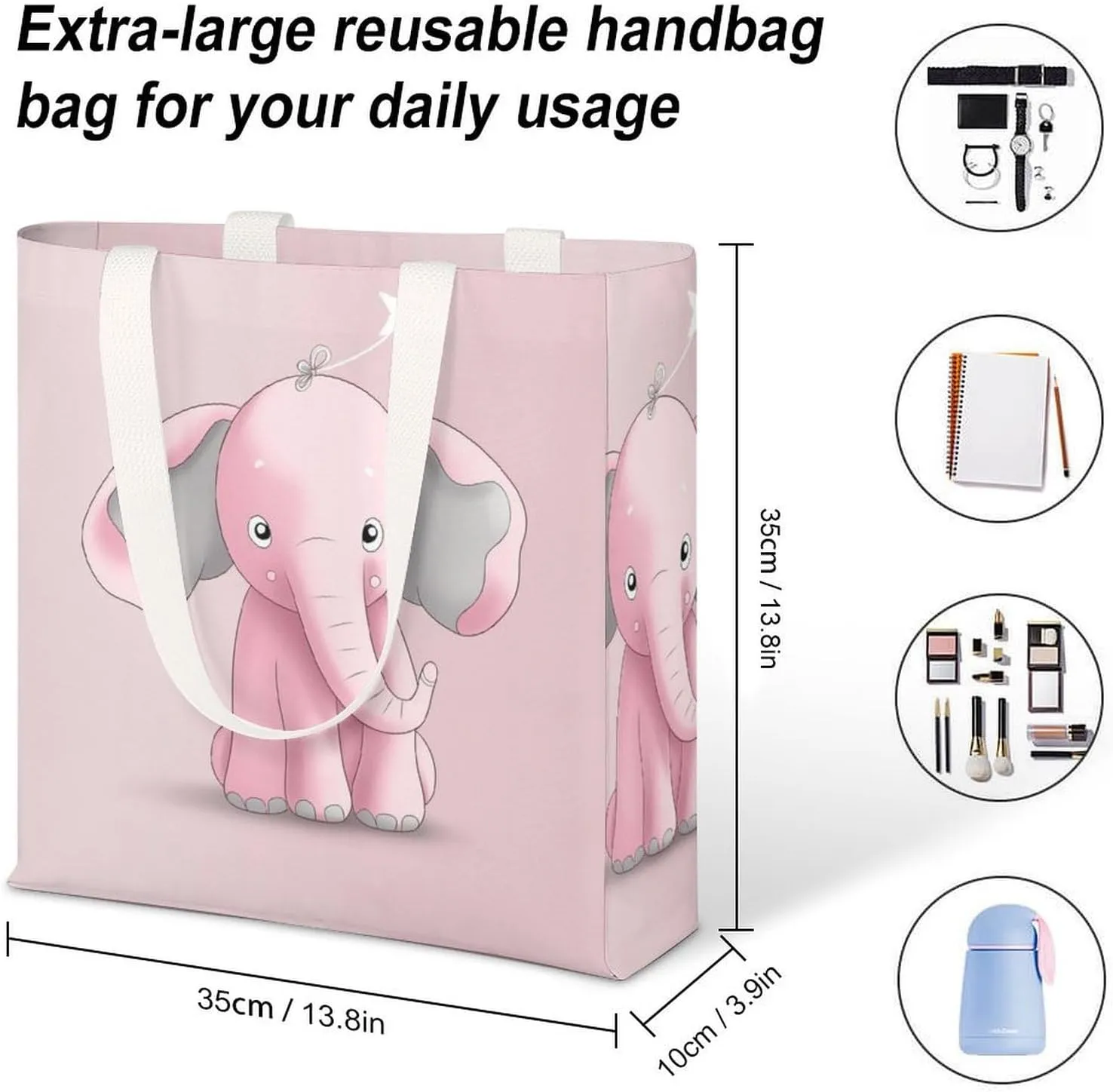 Tote Bag Laptop Handbag Pug Dog Grocery Bag Canvas Shoulder Bag Crossbody Bag for Travel
