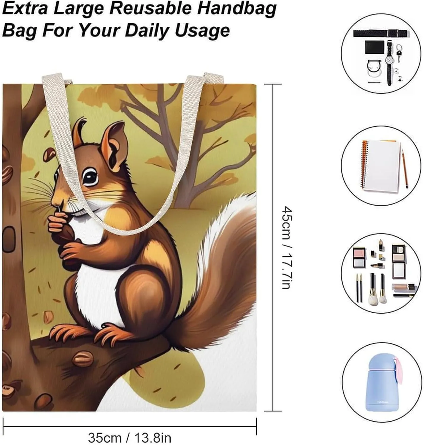 Tote Bag Laptop Handbag Raccoon Grocery Bag Canvas Shoulder Bag Crossbody Bag for Travel