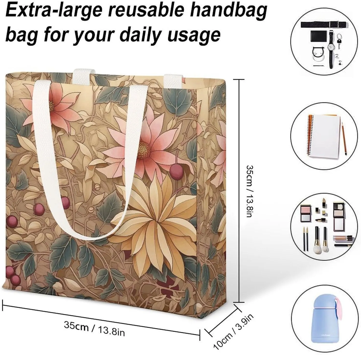 Tote Bag Laptop Handbag Small Hound Pattern Grocery Bag Canvas Shoulder Bag Crossbody Bag for Travel