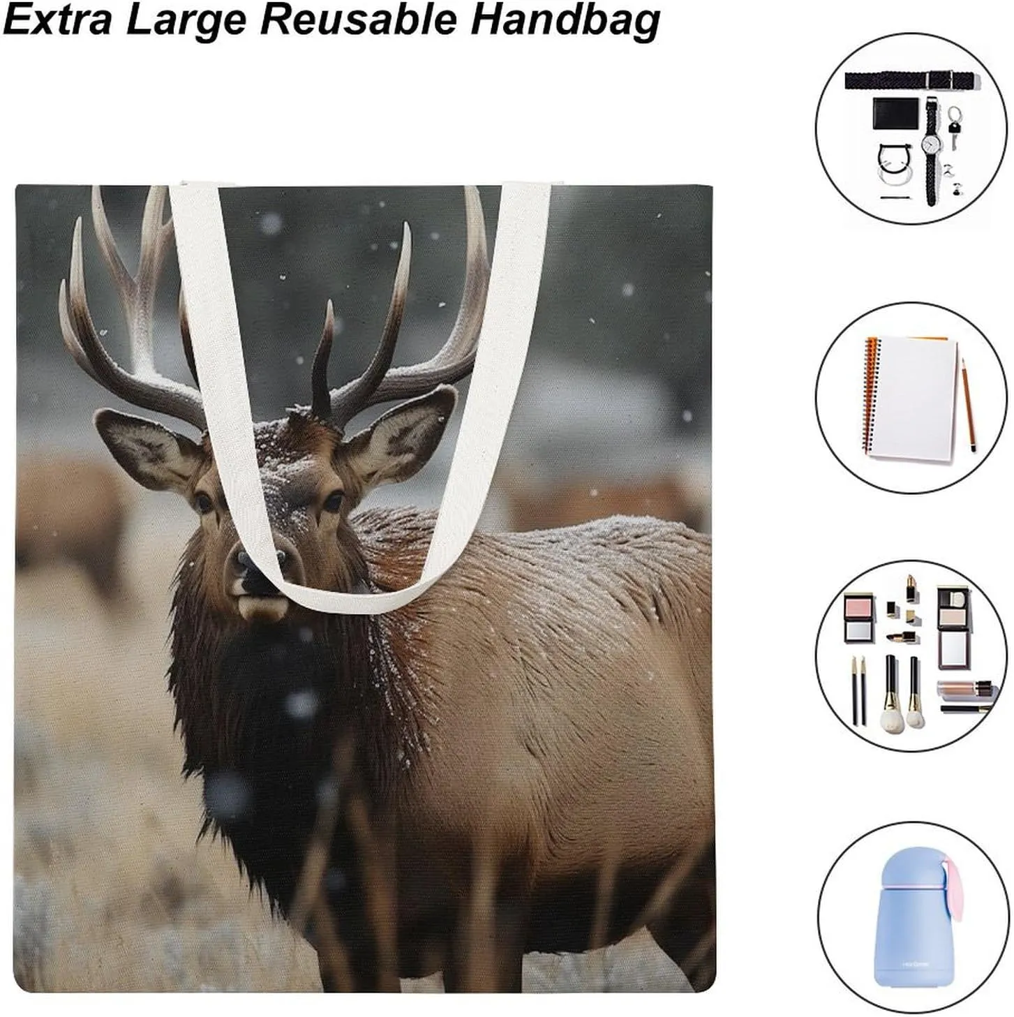 Tote Bag Laptop Handbag Wild Elk Grocery Bag Canvas Shoulder Bag Crossbody Bag for Travel