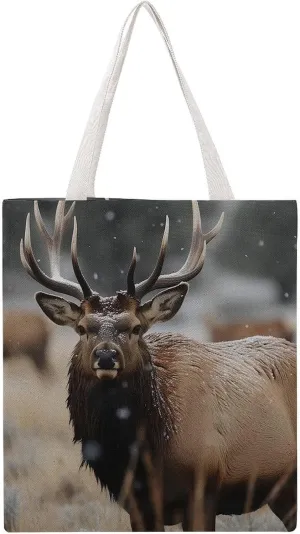 Tote Bag Laptop Handbag Wild Elk Grocery Bag Canvas Shoulder Bag Crossbody Bag for Travel