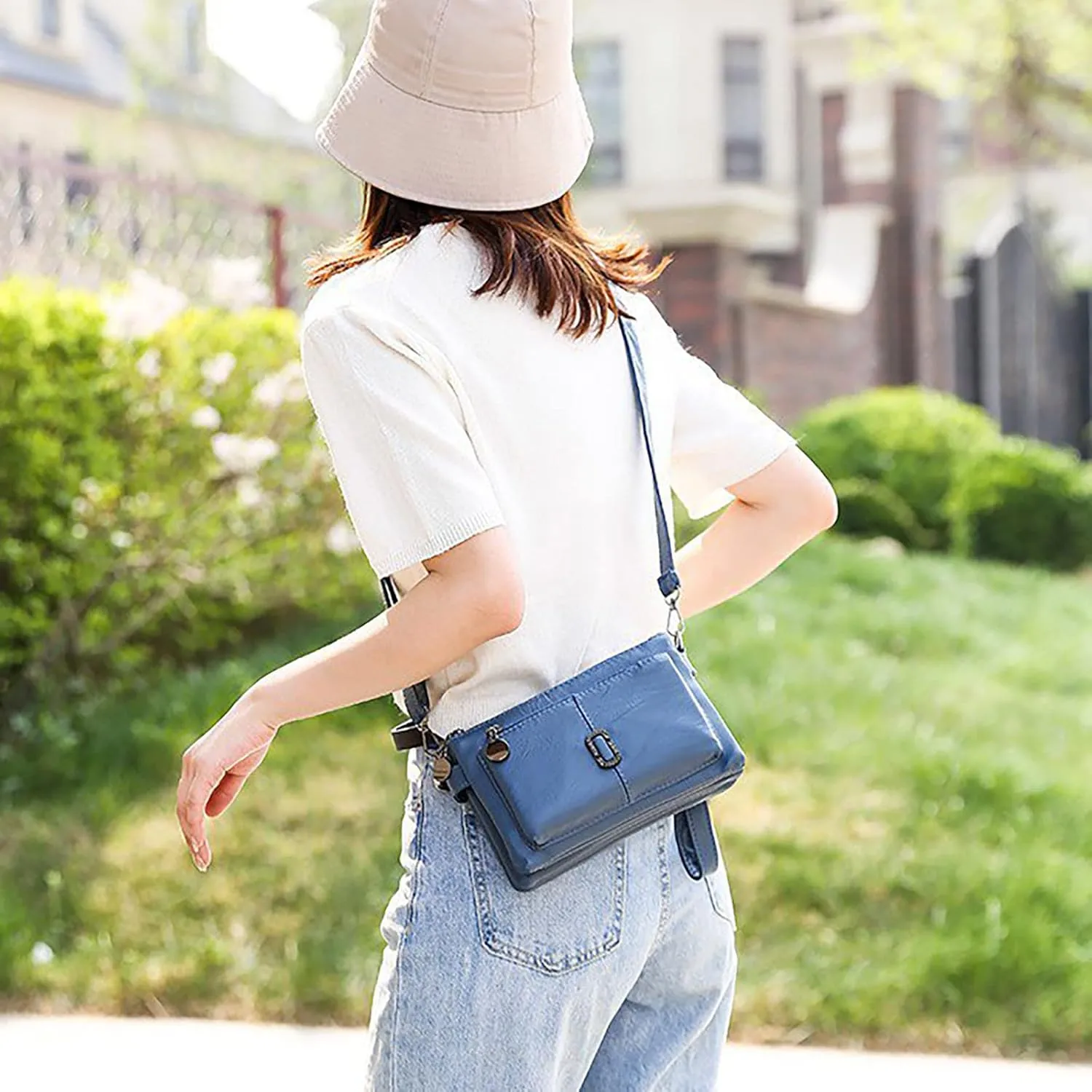 Tote Bag Purse for Women Bag All Pu Leather Simple Shoulder Messenger Bag Fashion Mobile Phone Change (Brown, One Size)