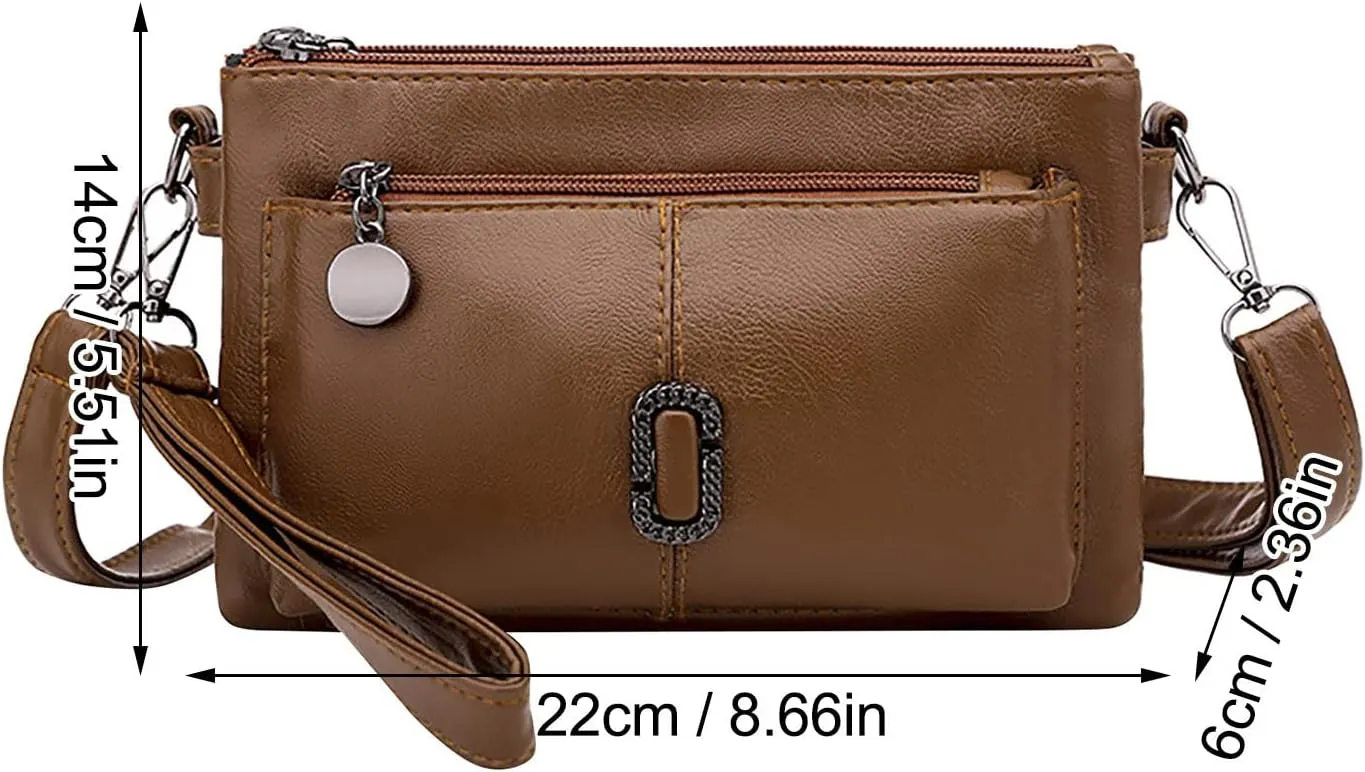 Tote Bag Purse for Women Bag All Pu Leather Simple Shoulder Messenger Bag Fashion Mobile Phone Change (Brown, One Size)