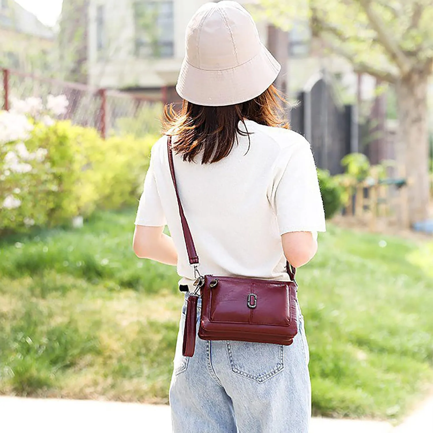 Tote Bag Purse for Women Bag All Pu Leather Simple Shoulder Messenger Bag Fashion Mobile Phone Change (Brown, One Size)