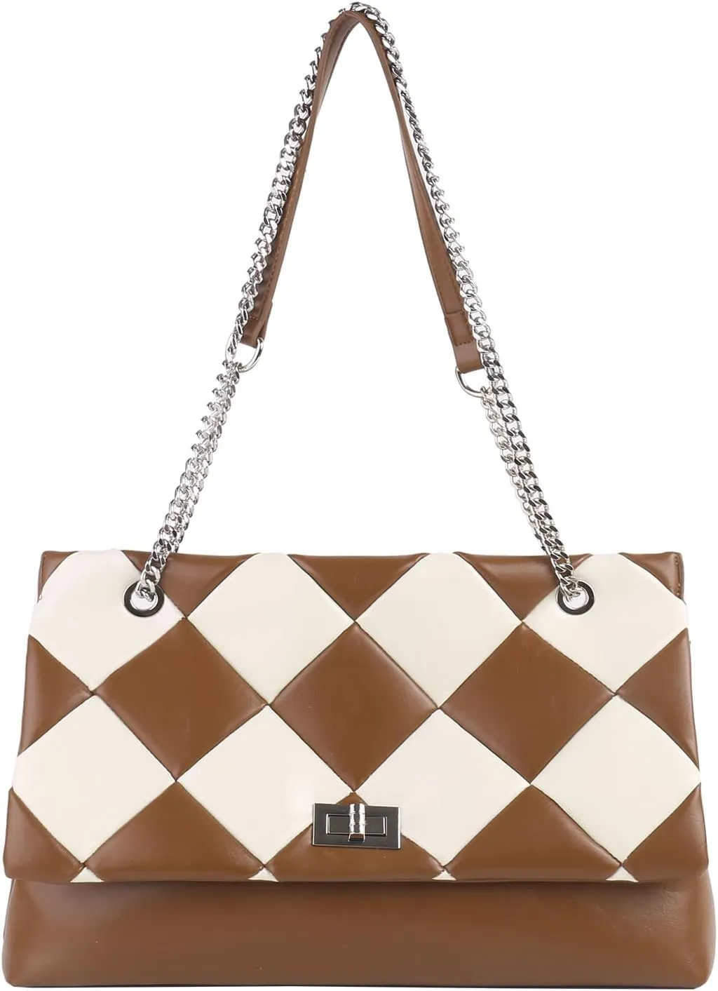 Tote Handbags for Women, PU Leather Ladies Quilted Crossbody Bags and Shoulder Bag with Chain Strap