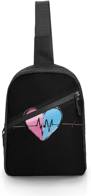 Transgender Flag Heartbeat Foldable Crossbody Sling Bags Shoulder Backpack Chest DayPack Handbag