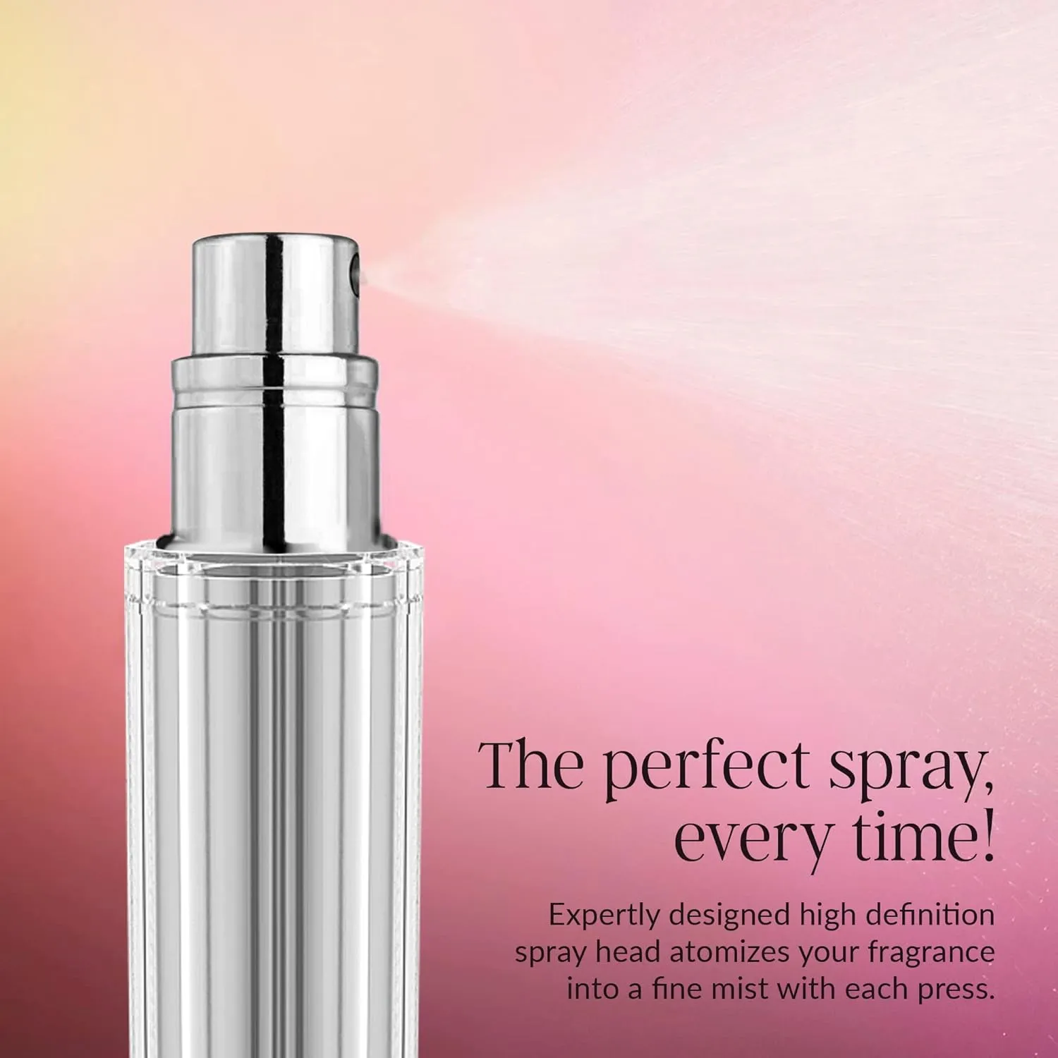 Travalo Bijoux Oval Perfume Atomizer - Leak-Proof and TSA Approved for Air Travel - Reusable Airtight Easy Fill Mini Pump Sprayer - Lightweight Portable - Crystal-Like Outer Shell Silver 0.17oz