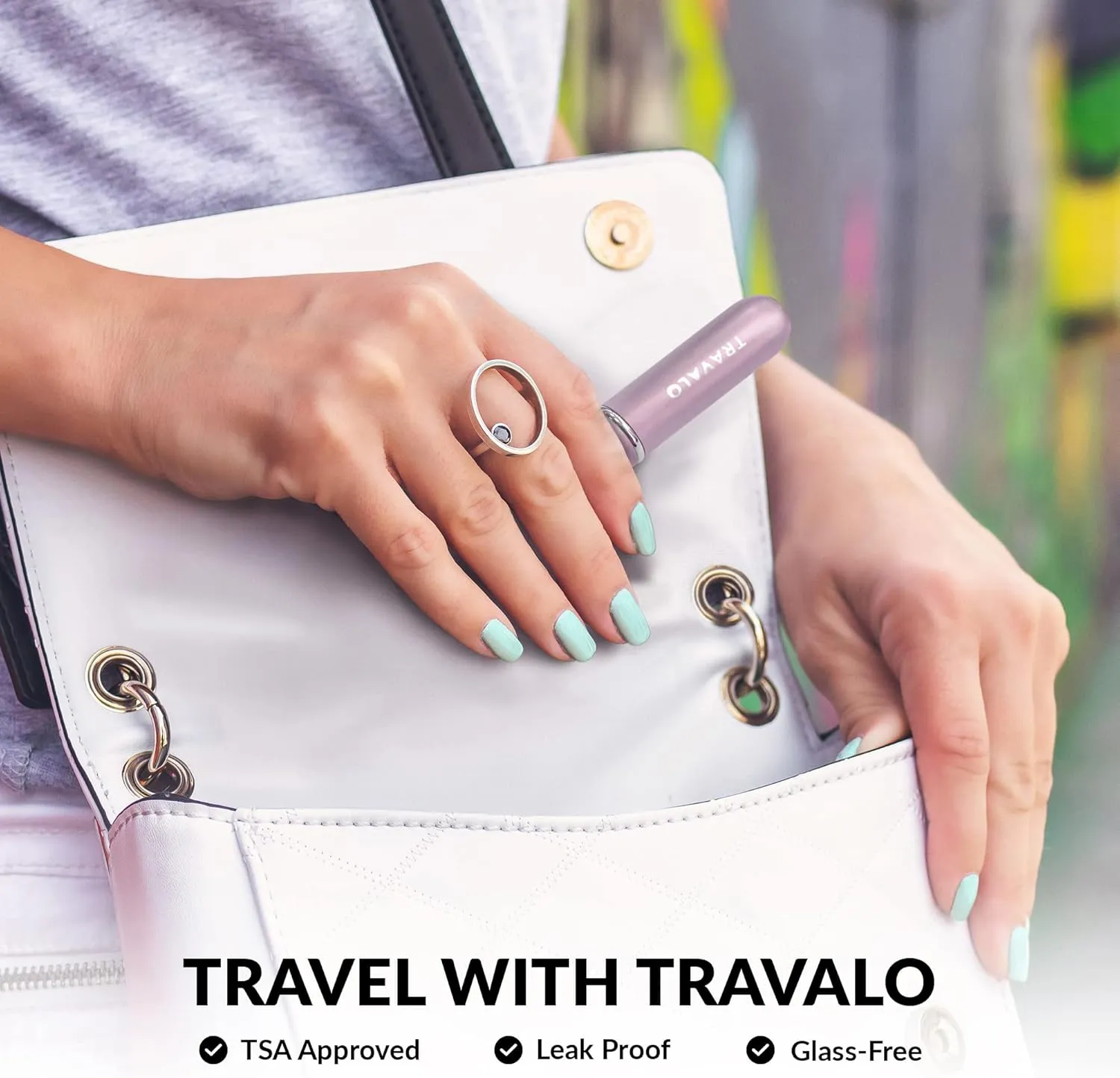 Travalo Bijoux Oval Perfume Atomizer - Leak-Proof and TSA Approved for Air Travel - Reusable Airtight Easy Fill Mini Pump Sprayer - Lightweight Portable - Crystal-Like Outer Shell Silver 0.17oz