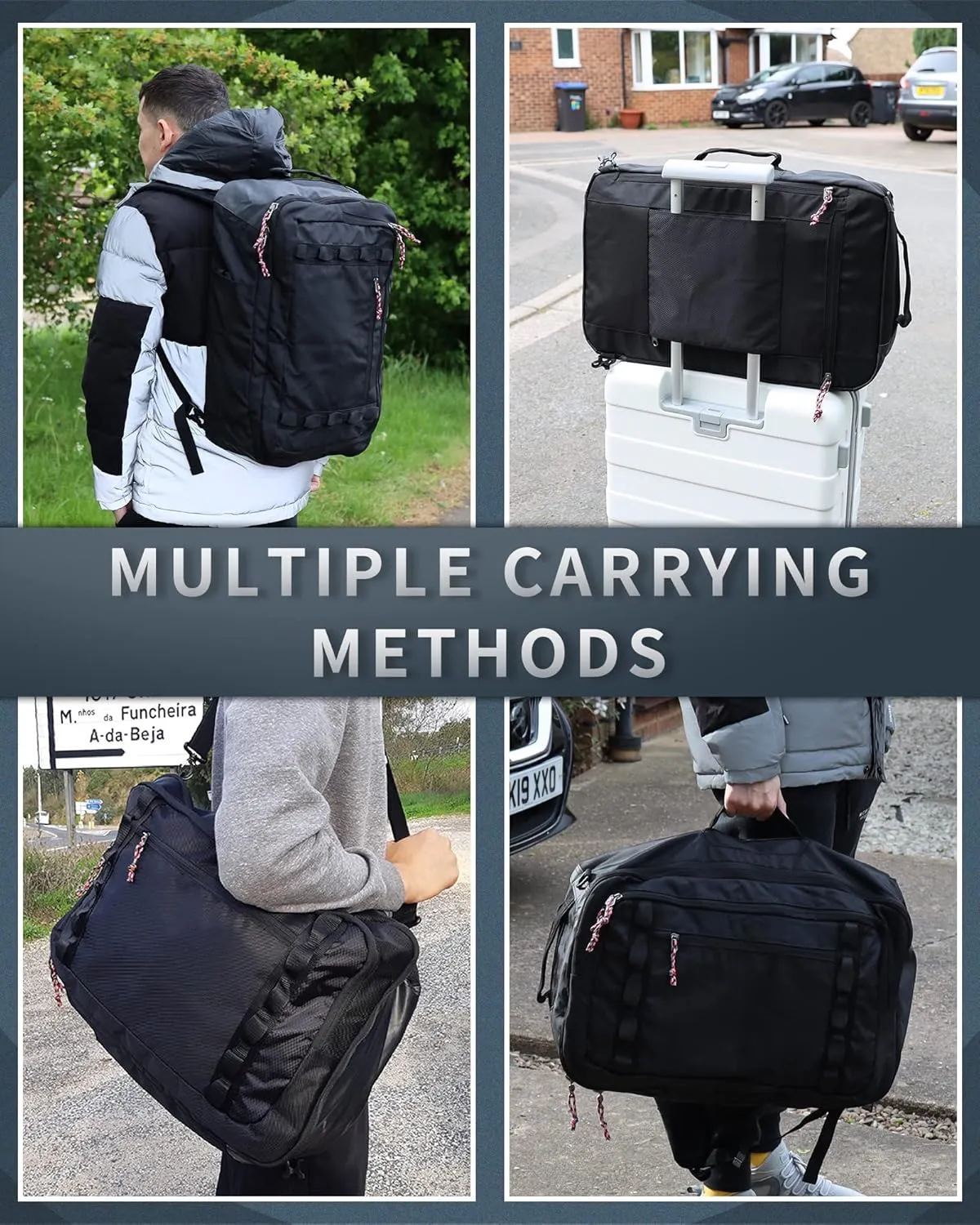 Travel Backpack Flight Approved Carry On Backpack Water Resistant Weekender Bag (Black)