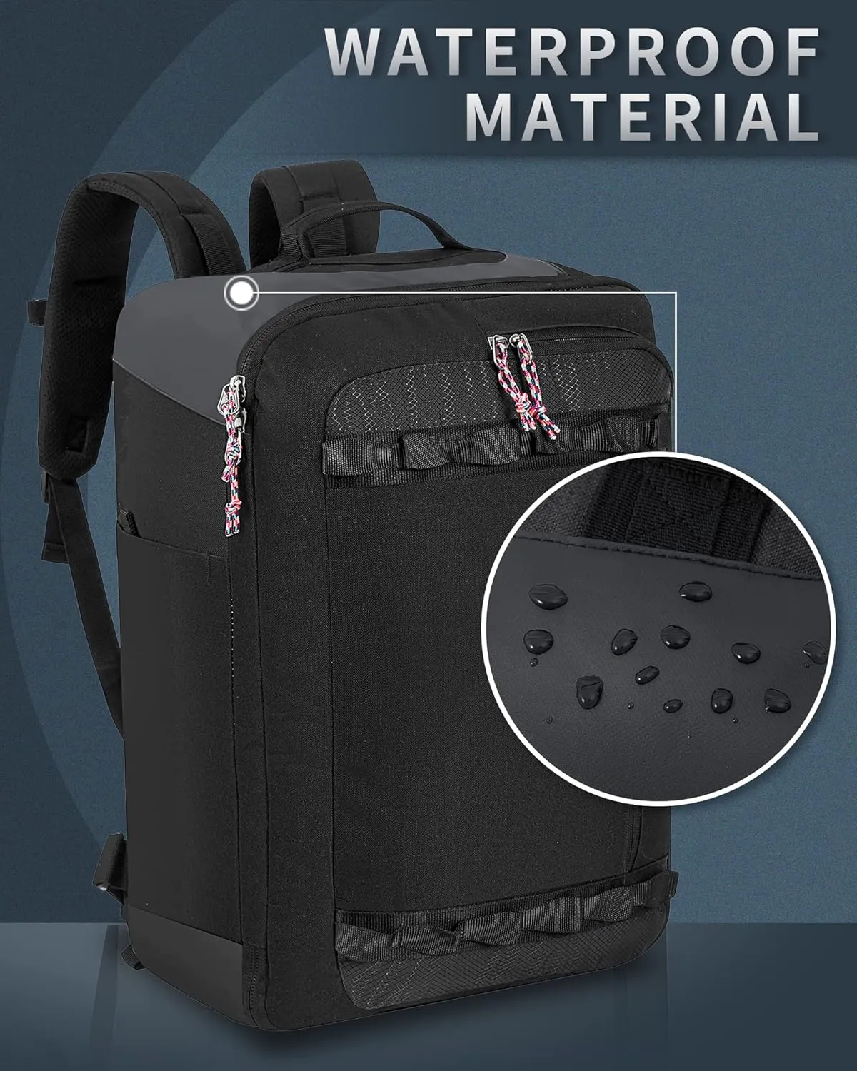 Travel Backpack Flight Approved Carry On Backpack Water Resistant Weekender Bag (Black)