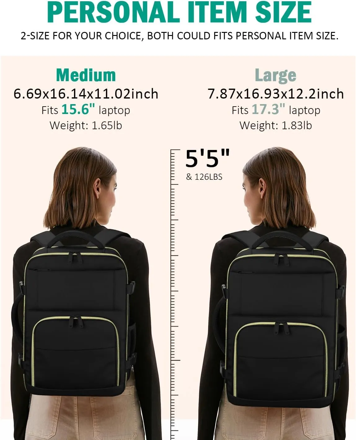 Travel Backpack For Women, Carry On Backpack for Men Flight Approved Airline Personal Item Travel Bag TSA Business 15.6 in Laptop Mochila, Travels Essentials Bookbag for Work Weekender Hiking (Black)
