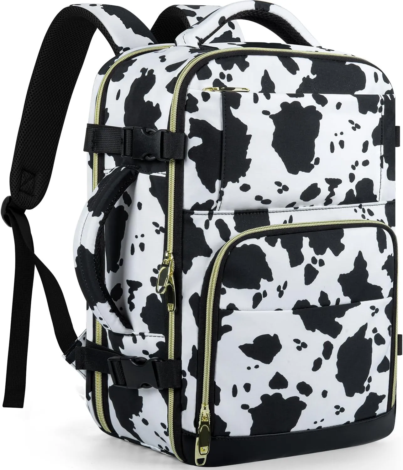 Travel Backpack For Women, Carry On Backpack for Men Flight Approved Airline Personal Item Travel Bag TSA Business 15.6 inch Laptop Mochila, Travels Essentials Bookbag for Hiking Work(Cow Print)