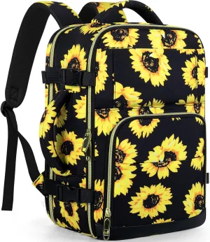 Travel Backpack For Women, Carry On Backpack for Men Flight Approved Airline Personal Item Travels Bag TSA Business 15.6 inch Laptop Mochila, Travel Essentials for Work Hiking Weekender (Sunflower)