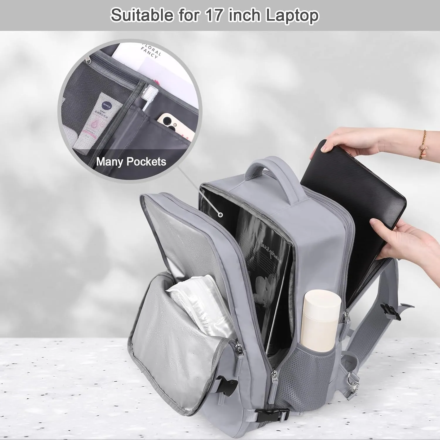 Travel Backpack for Women Men, 40L Carry On Backpack, 17 Inch Laptop Backpack, Waterproof Backpack, College Bookbag, Laptop Backpack, Backpack for Women, as Person Item Flight Approved