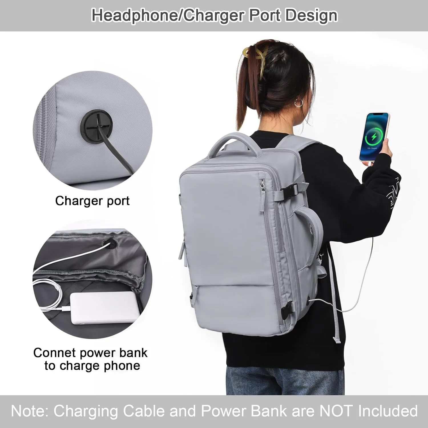 Travel Backpack for Women Men, 40L Carry On Backpack, 17 Inch Laptop Backpack, Waterproof Backpack, College Bookbag, Laptop Backpack, Backpack for Women, as Person Item Flight Approved