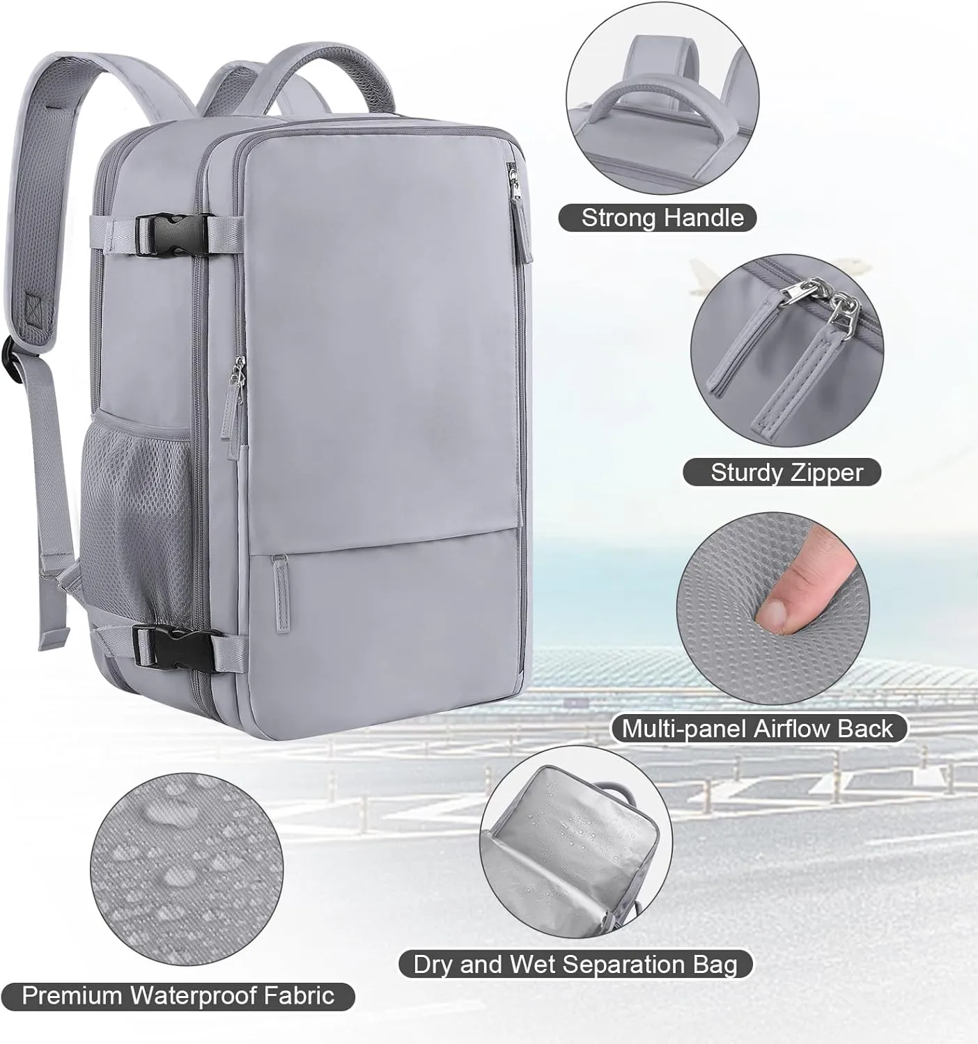 Travel Backpack for Women Men, 40L Carry On Backpack, 17 Inch Laptop Backpack, Waterproof Backpack, College Bookbag, Laptop Backpack, Backpack for Women, as Person Item Flight Approved