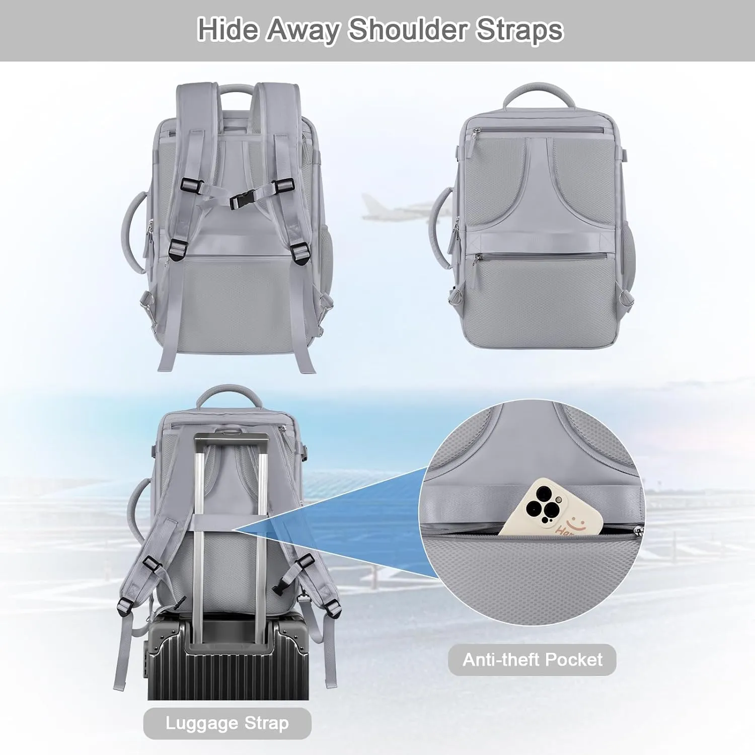 Travel Backpack for Women Men, 40L Carry On Backpack, 17 Inch Laptop Backpack, Waterproof Backpack, College Bookbag, Laptop Backpack, Backpack for Women, as Person Item Flight Approved