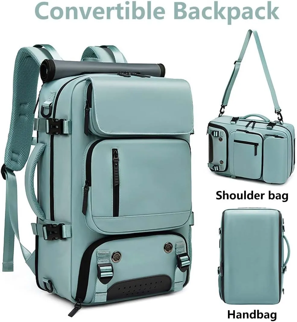 Travel Backpack for Women Men Carry On Backpack fits 16” Laptop Waterproof Convertible Backpack with Shoe Compartment (Army Green)
