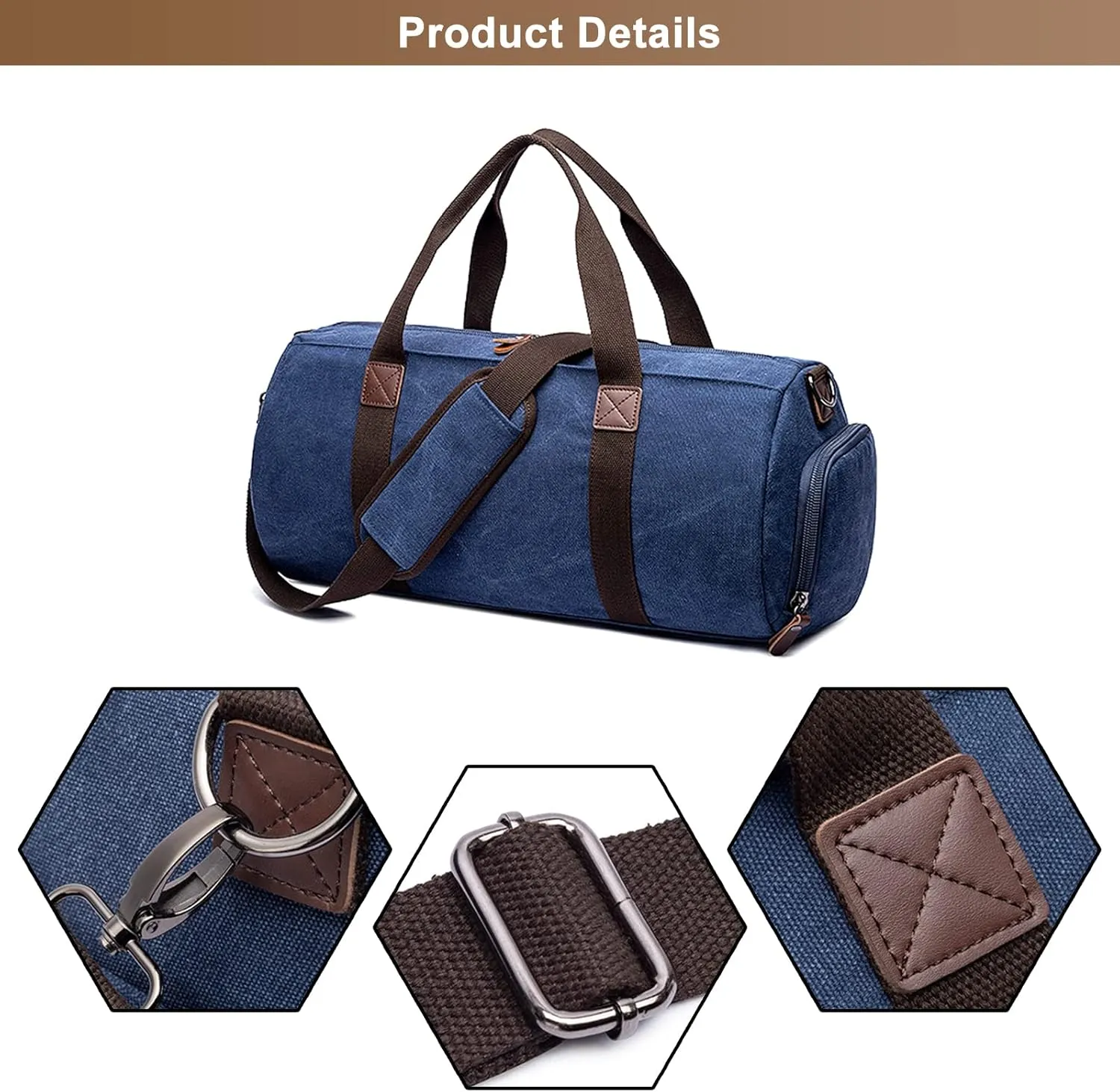 Travel Duffel Bag for Men, Canvas Crossbody Shoulder Bag Large Capacity Satchel Bags for Climbing Camping Hiking (B/Brown)
