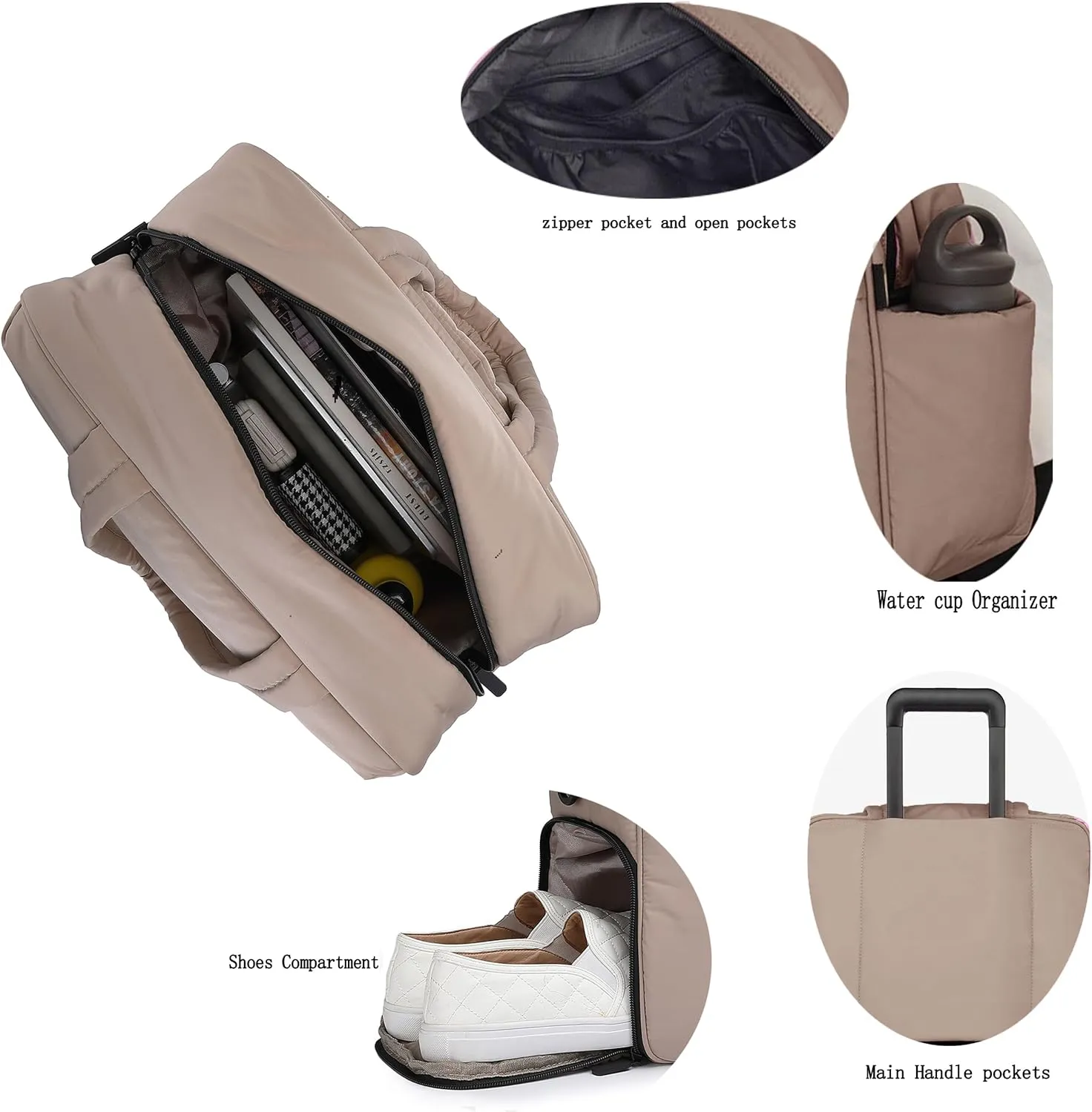 Travel Duffel Bag Quilted Nylon Weekender Bag Puffer Tote Bag