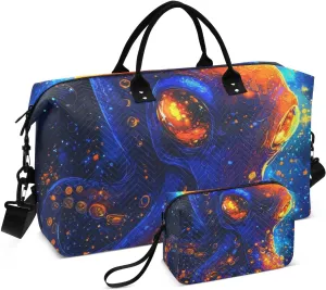 Travel Duffel Bag Sea Monster Space Blue Gym Bag Sports Tote Bag with Multiple Interior Pockets Shoulder Weekender Bag for Women Men with Toiletry Bag 20.5”x 7.9”x 13.8