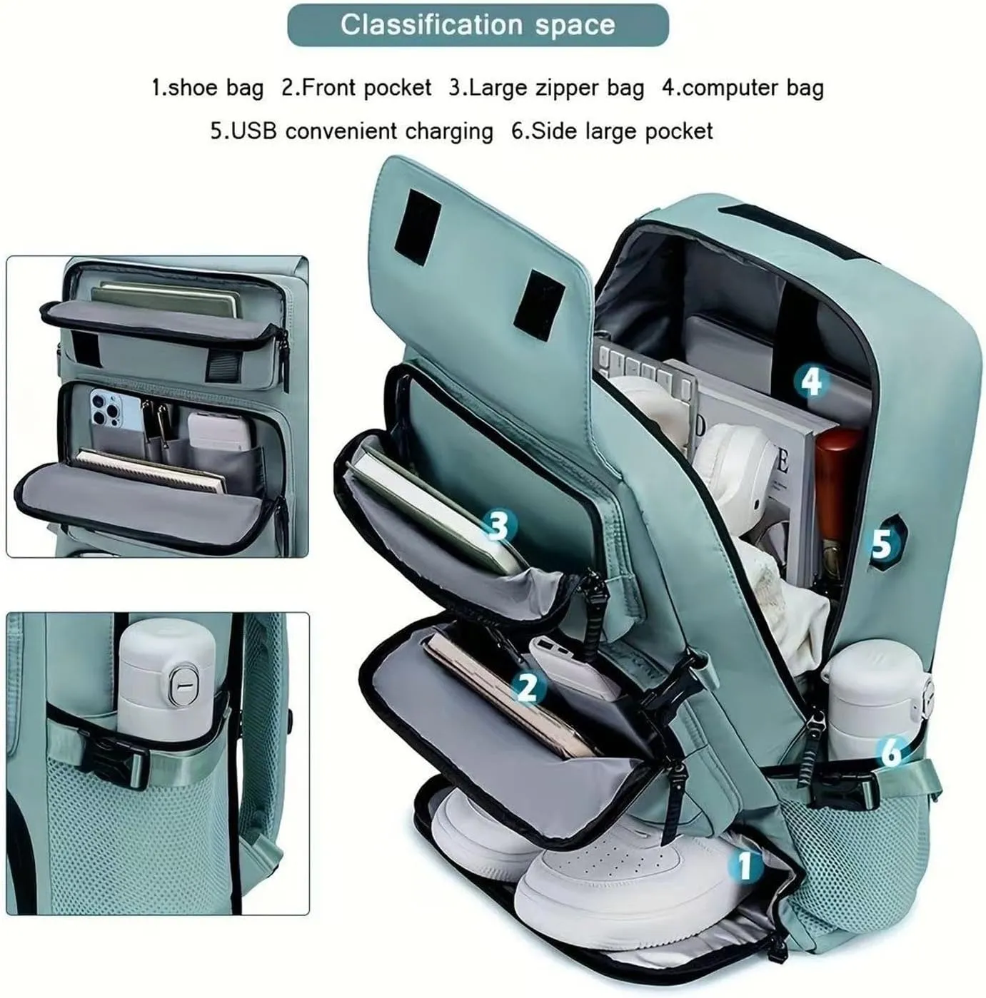 Travel Laptop Backpack Convertible Duffle Backpack 17inch Carry on Backpack for Men Women (Grey)