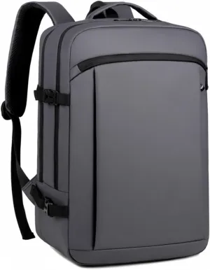 Travel Laptop Backpack for Men Women, Carry On Backpack Airline Approved Waterproof, 15.6" Business Work Backpack with USB Charging Port Rucksack Casual Daypack for Commute College Travel - Grey