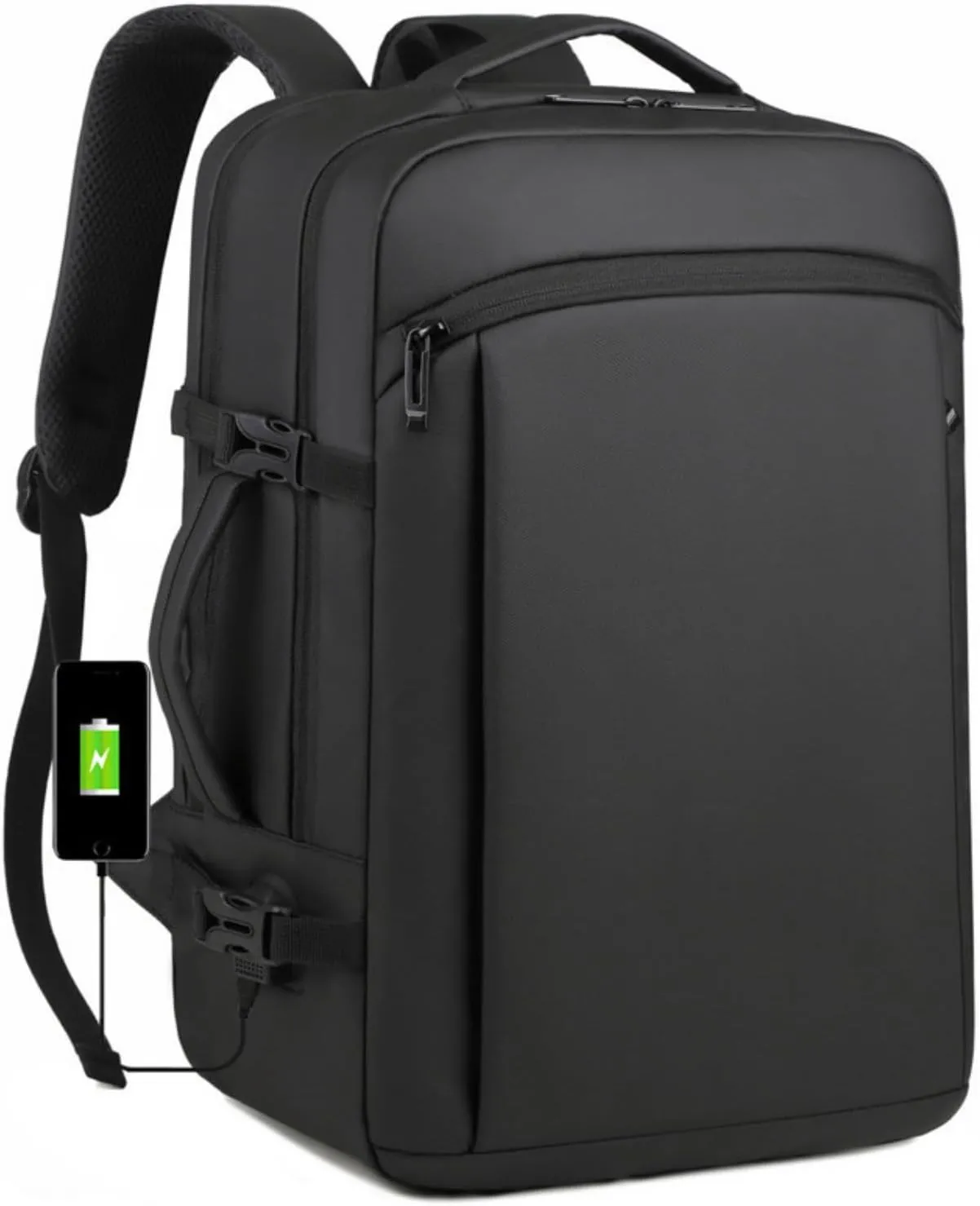 Travel Laptop Backpack for Men Women, Carry On Backpack Airline Approved Waterproof, 15.6" Business Work Backpack with USB Charging Port Rucksack Casual Daypack for Commute College Travel