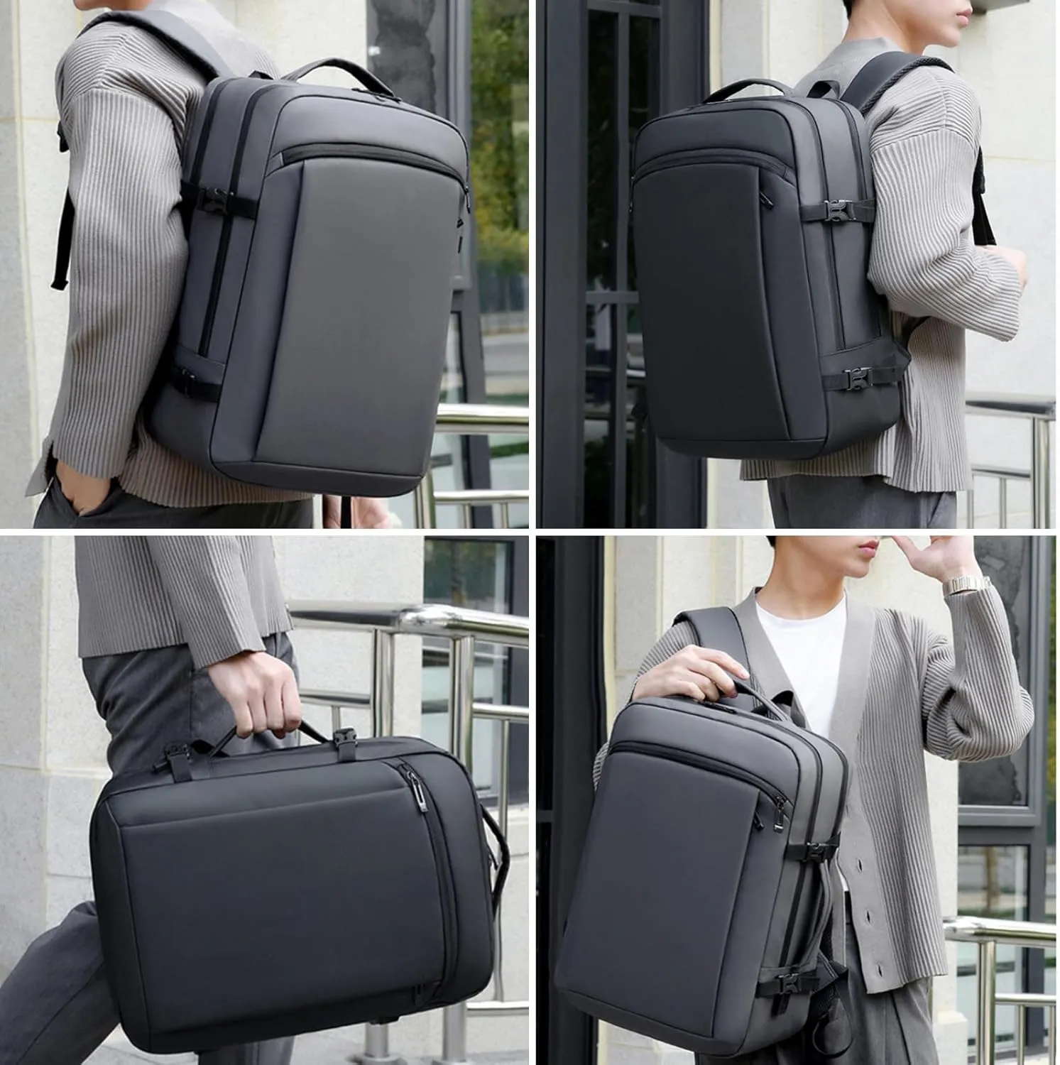 Travel Laptop Backpack for Men Women, Carry On Backpack Airline Approved Waterproof, 15.6" Business Work Backpack with USB Charging Port Rucksack Casual Daypack for Commute College Travel