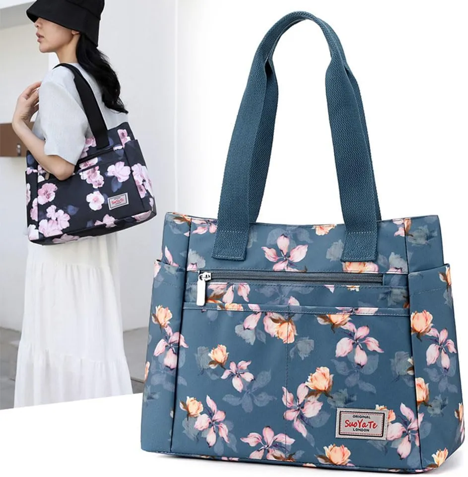 Trawila Women Tote Handbags,Nylon Handbags, Shoulder Bags, Women Tote Bag, Large Shoulder Tote Bag Handbag with Flower