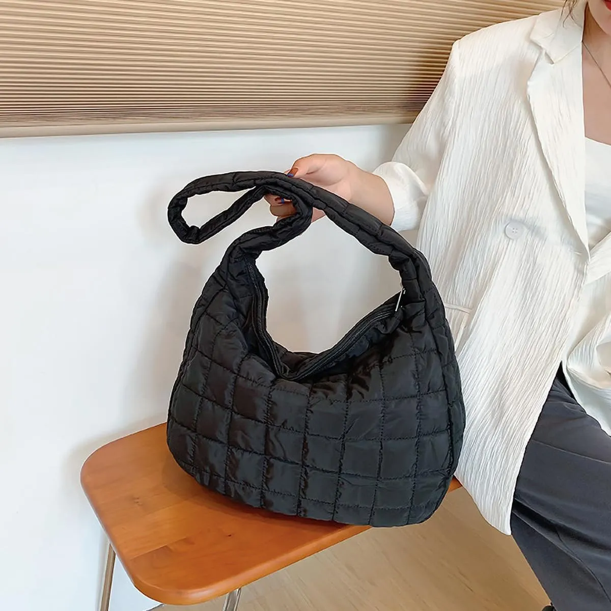 TRBSXRT Quilted Puffer Crossbody Bag and Purse for women - Cotton Padding Satchel Handbag Hobo Shoulder Bag