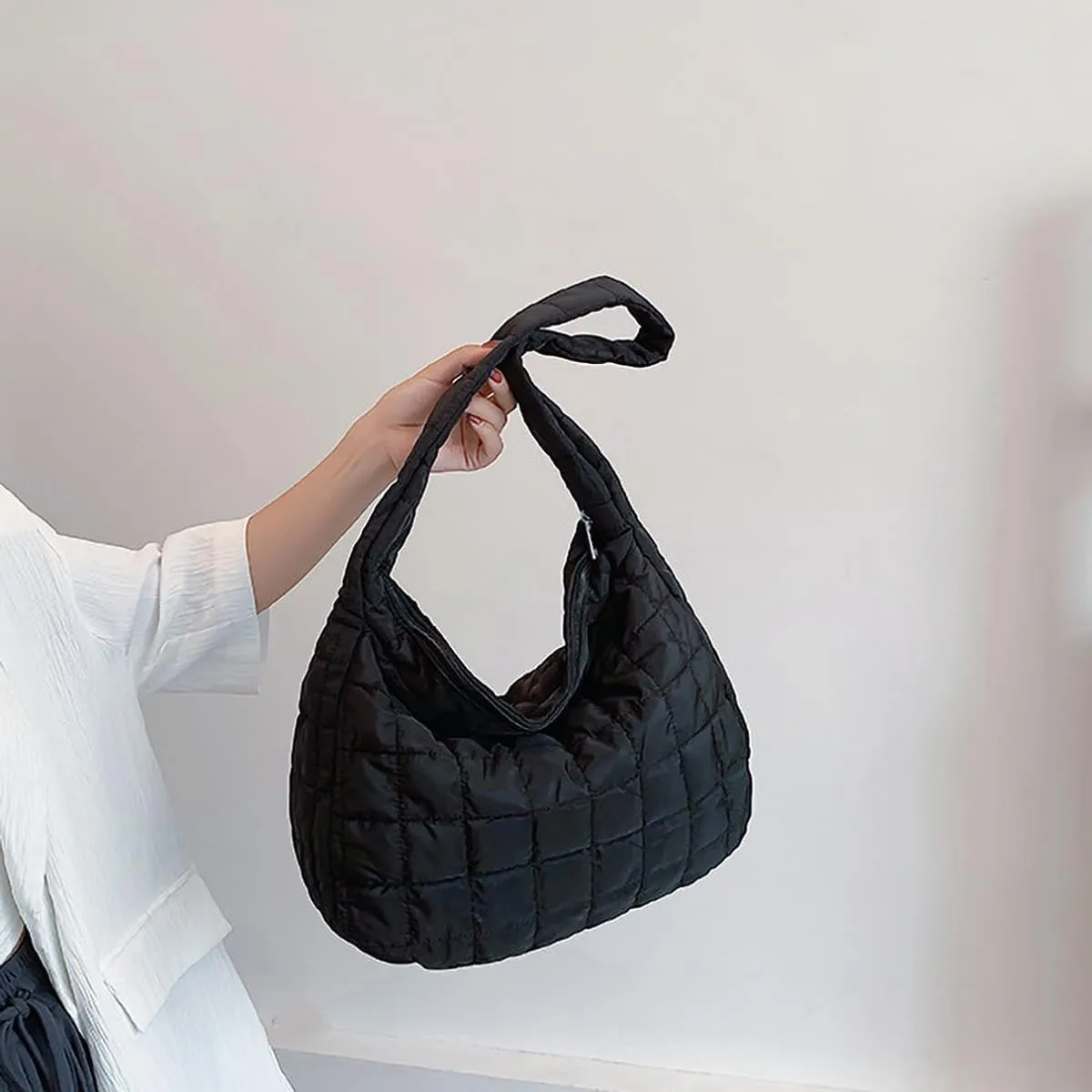 TRBSXRT Quilted Puffer Crossbody Bag and Purse for women - Cotton Padding Satchel Handbag Hobo Shoulder Bag