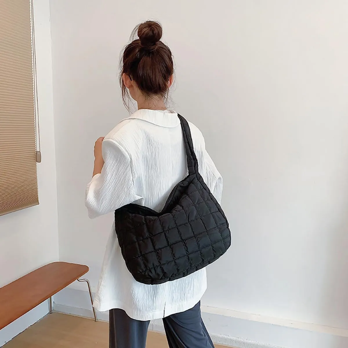 TRBSXRT Quilted Puffer Crossbody Bag and Purse for women - Cotton Padding Satchel Handbag Hobo Shoulder Bag