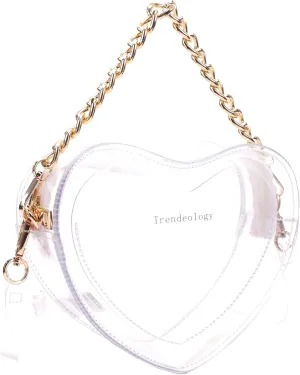 Trendeology Cute Heart Shape Girls Womens Vegan Leather Small Handle Satchel Crossbody Purse