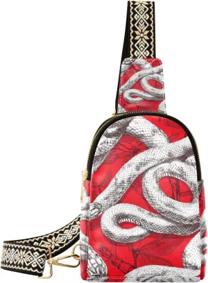 trendy Art Silver Corn Snake Reptile crossbody fanny pack leather crossbody fanny pack for for day pack