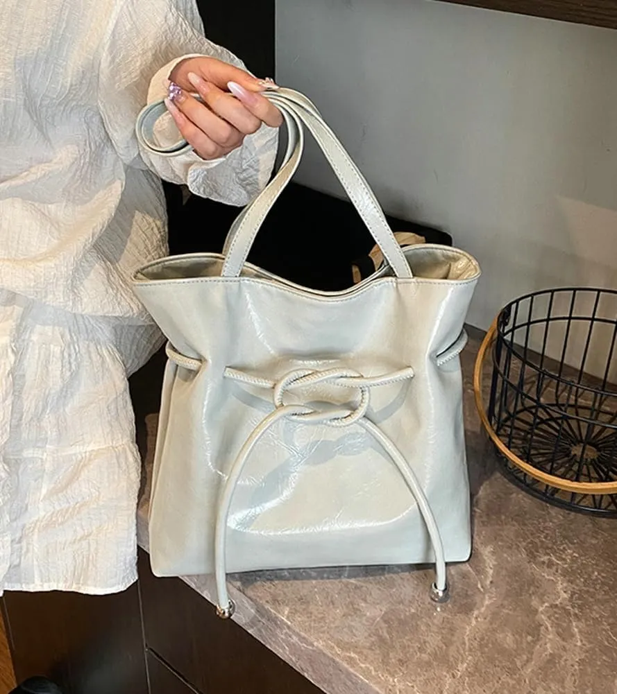 Trendy Pleated Tote PU Leather Purse Underarm Hobo Handbag Bag Drawstring Shoulder Bag for women 2025