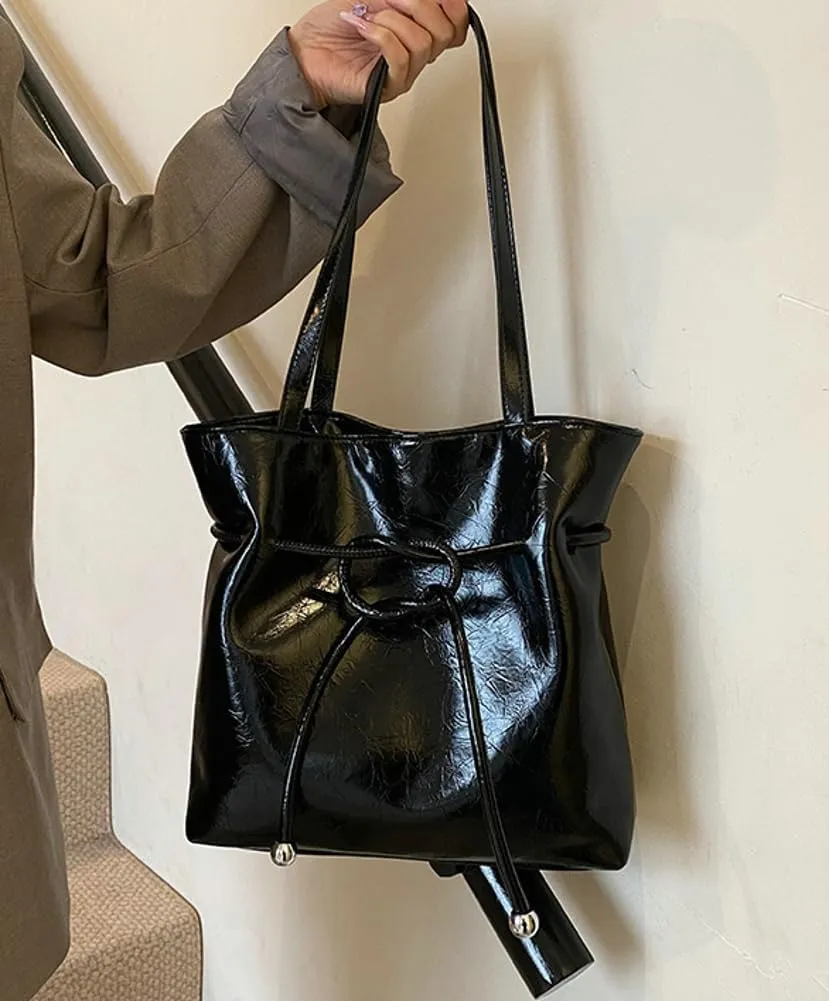 Trendy Pleated Tote PU Leather Purse Underarm Hobo Handbag Bag Drawstring Shoulder Bag for women 2025