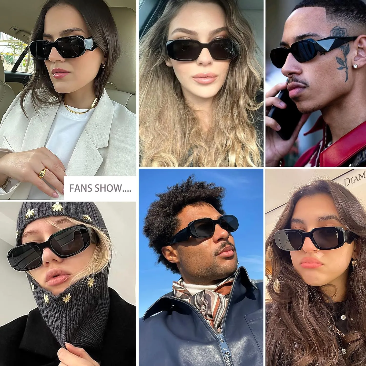 Trendy Rectangle Sunglasses for Women Men Square Retro Vintage Hexagon Glasses 90S Y2K Shades Aesthetic Accessories