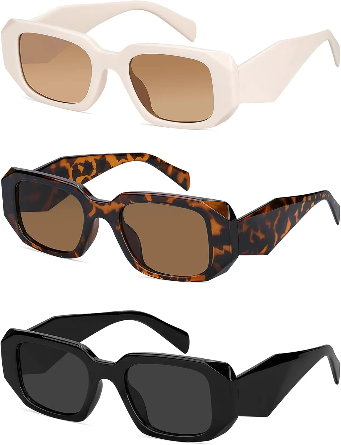 Trendy Rectangle Sunglasses for Women Men Square Retro Vintage Hexagon Glasses 90S Y2K Shades Aesthetic Accessories