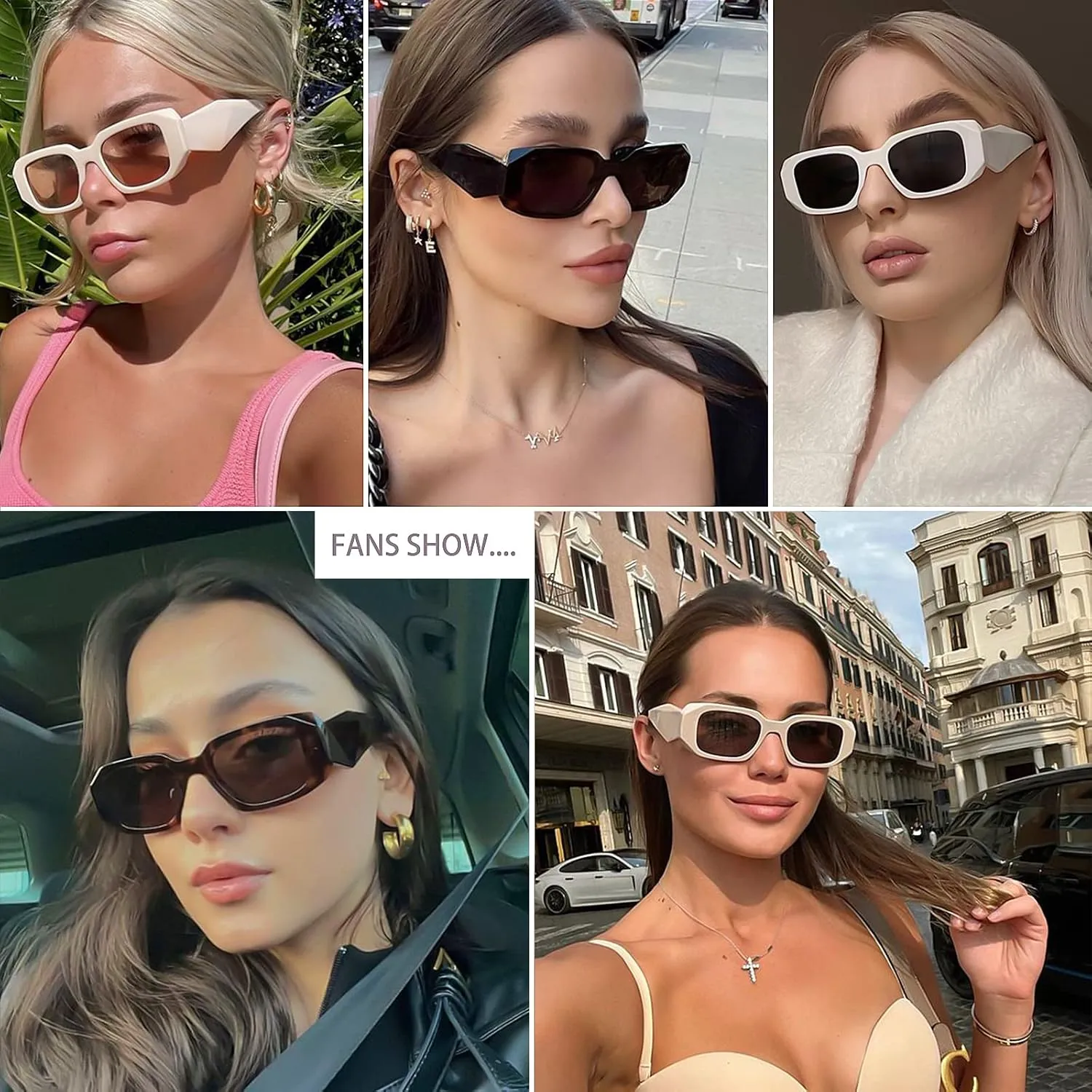Trendy Rectangle Sunglasses for Women Men Square Retro Vintage Hexagon Glasses 90S Y2K Shades Aesthetic Accessories