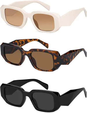 Trendy Rectangle Sunglasses for Women Men Square Retro Vintage Hexagon Glasses 90S Y2K Shades Aesthetic Accessories
