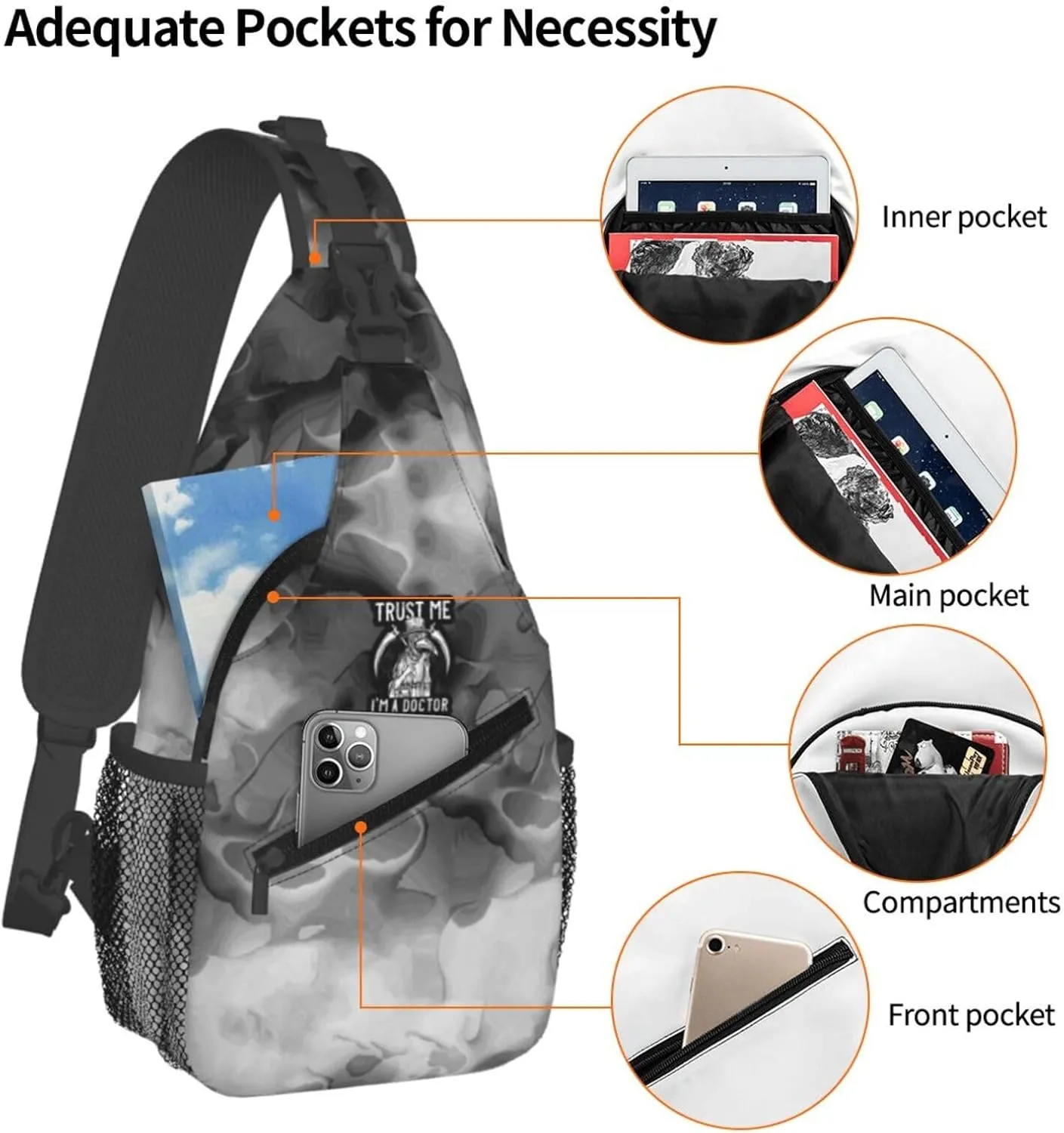 Trust Me I'm A Doctor I Medieval Plague Doctor Sling Bag Crossbody Backpack Shoulder Casual Daypack Bag for Men Women