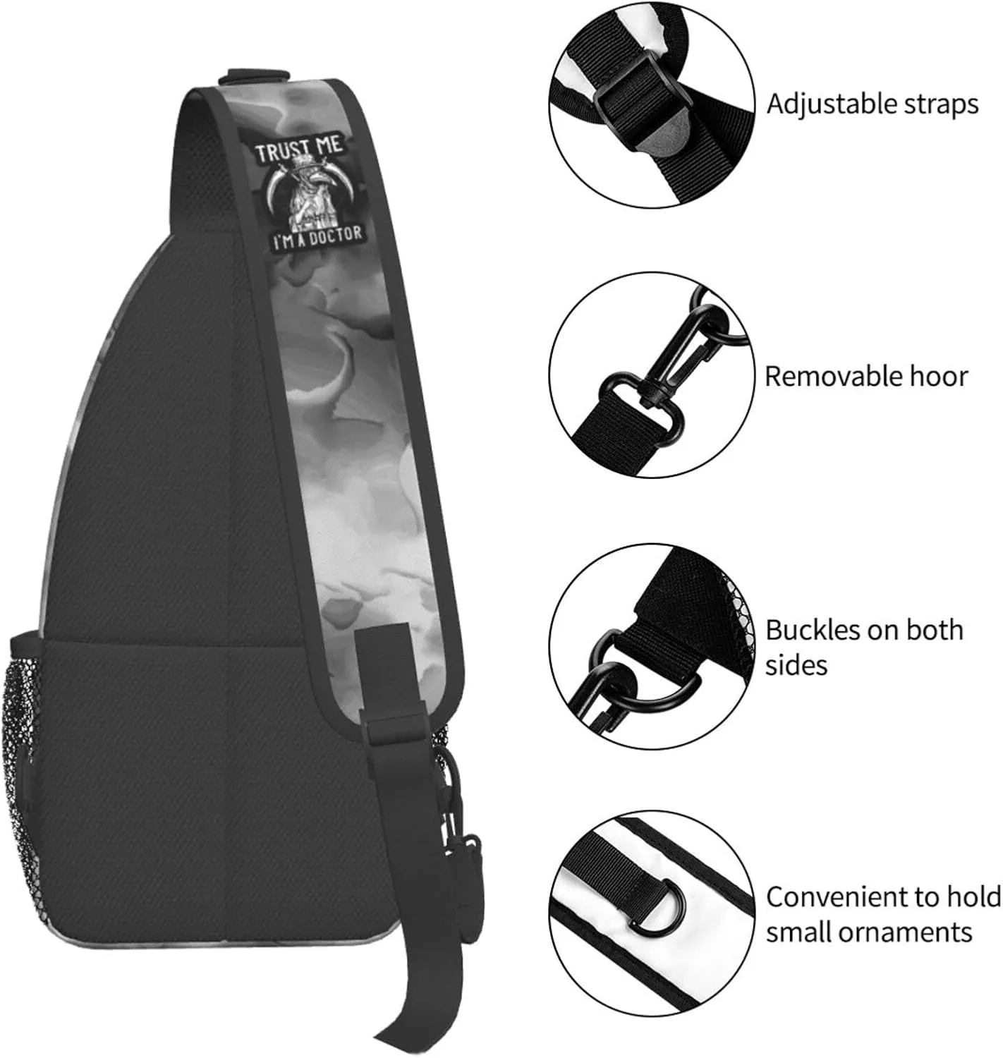 Trust Me I'm A Doctor I Medieval Plague Doctor Sling Bag Crossbody Backpack Shoulder Casual Daypack Bag for Men Women