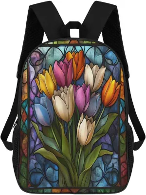Tulips Travel Backpack 17 Inch Laptop Bag Carry On Backpack Casual Daypack for Weekender Business Hiking