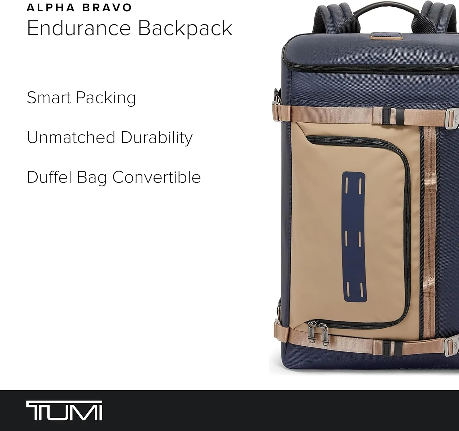 TUMI - Alpha Bravo Endurance Backpack - Large Travel Laptop Backpack - 22.0" X 14.0" X 8.5" - For 17" Laptop - Midnight Navy/Khaki