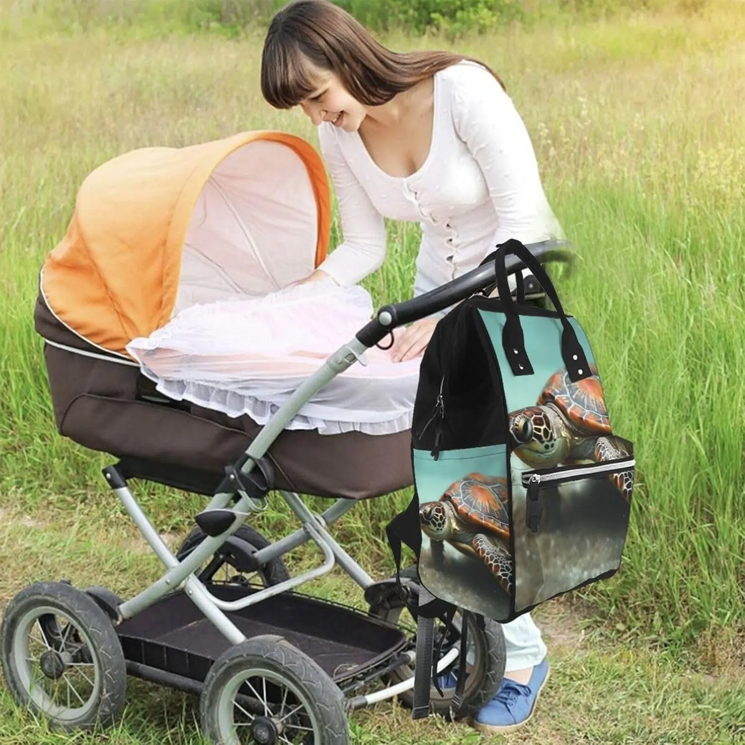 Turtle Diaper Bag Backpack for Women Waterproof Mummy Backpack Large Nappy Bag Nursing Bag