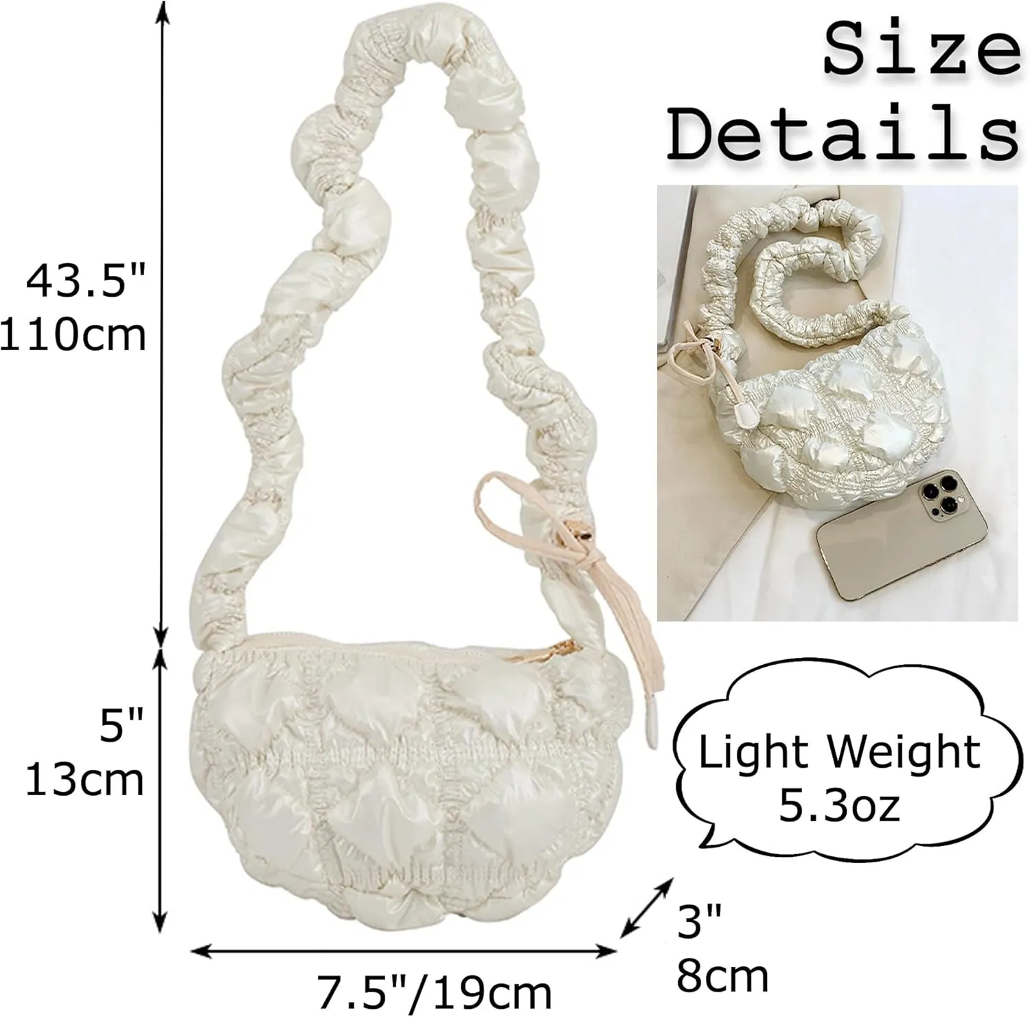 TWO KAT Metallic Quilted Shoulder Tote Purse Adjustable Strap Women, Puffer Hobo Crossbody Handbag, Lightweight Sling Bags