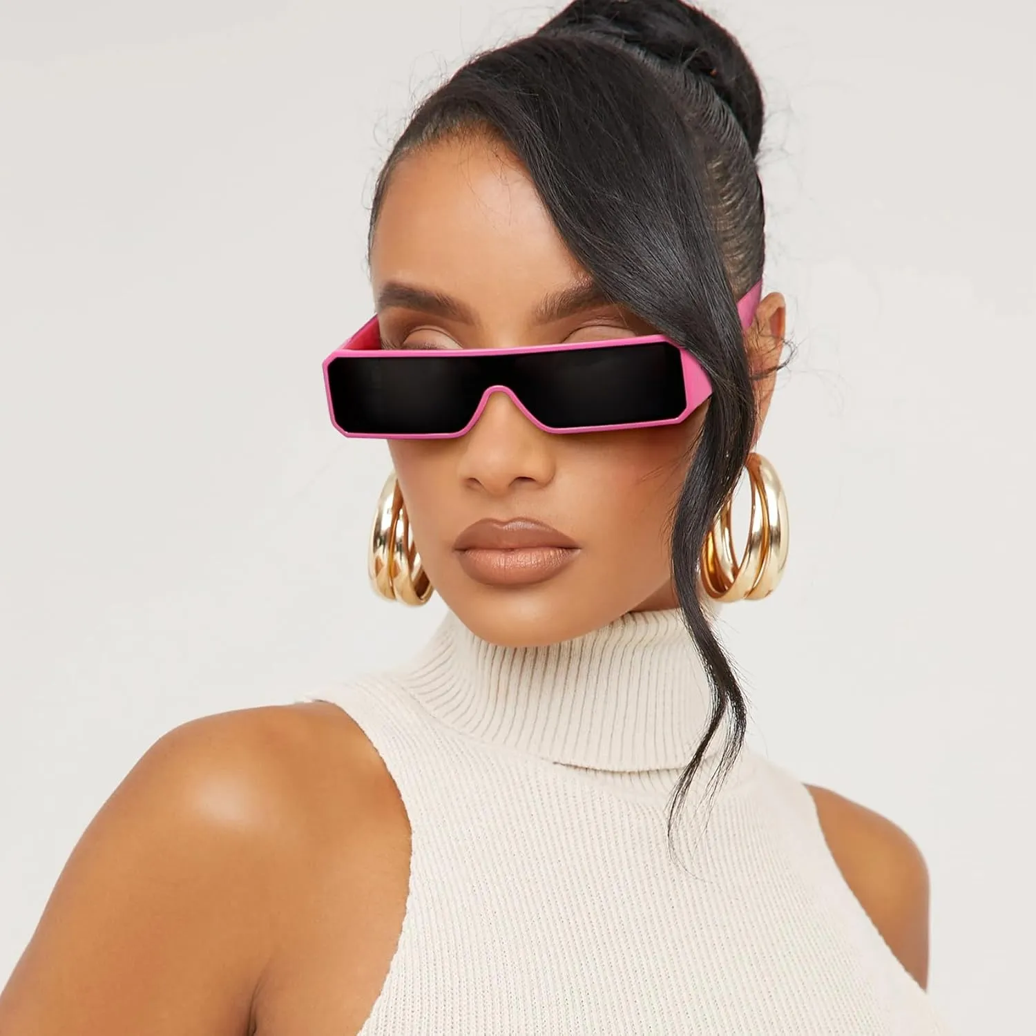 TYA Oversized Wrap Around Sunglasses for Women Men, Futuristic Rave Curved Lens Shades, Fashion Trendy Shield Sun Glasses