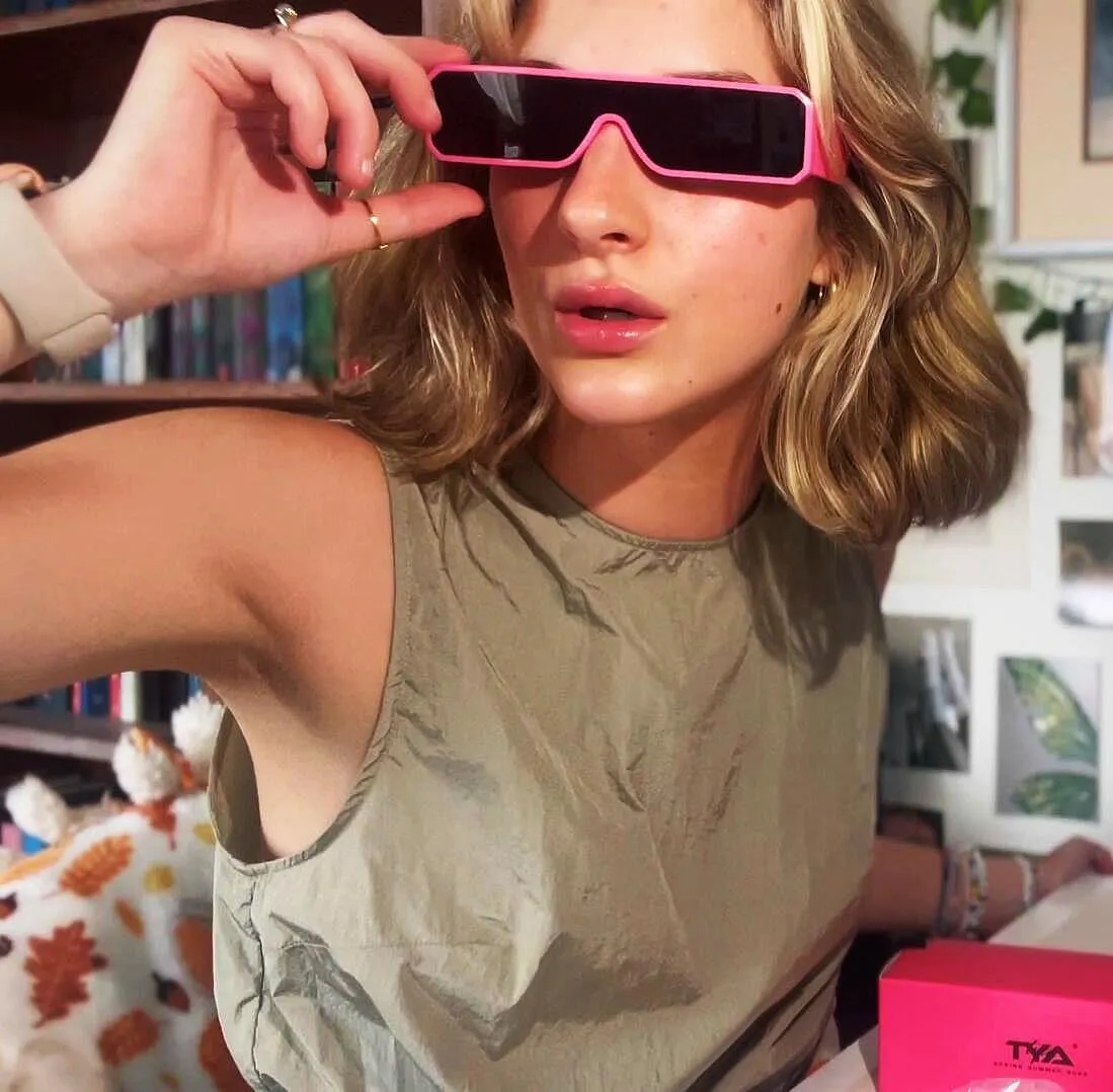 TYA Oversized Wrap Around Sunglasses for Women Men, Futuristic Rave Curved Lens Shades, Fashion Trendy Shield Sun Glasses